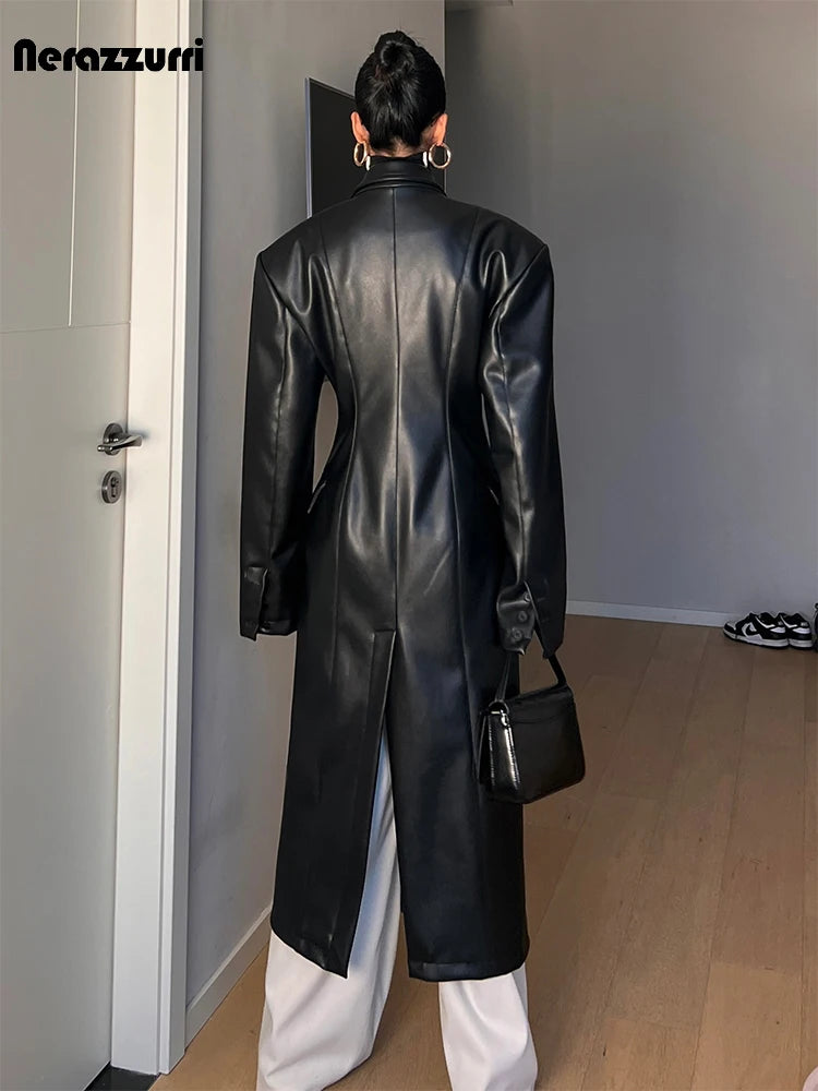 Manteau Long Trench Coat  Fashion Black