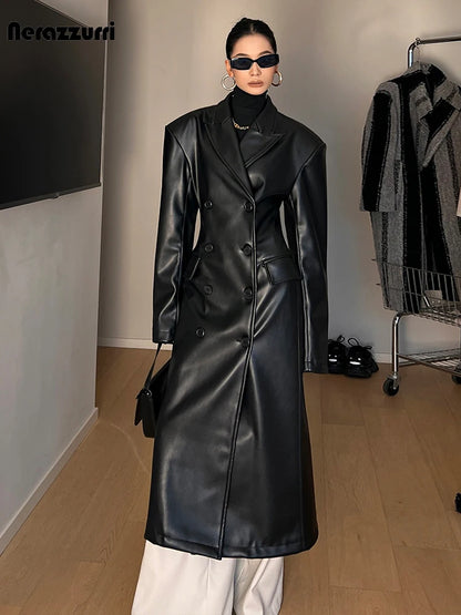 Manteau Long Trench Coat  Fashion Black