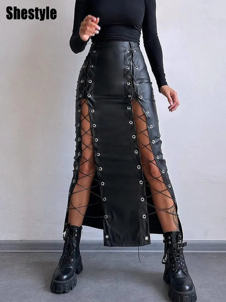 Jupe Lace Leather Sexy