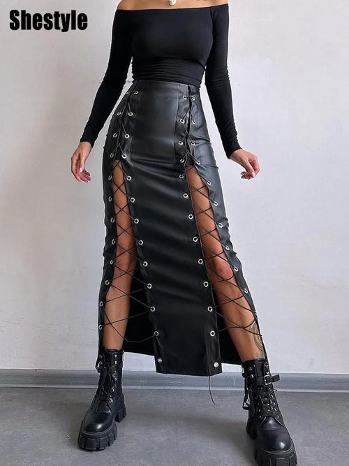 Jupe Lace Leather Sexy