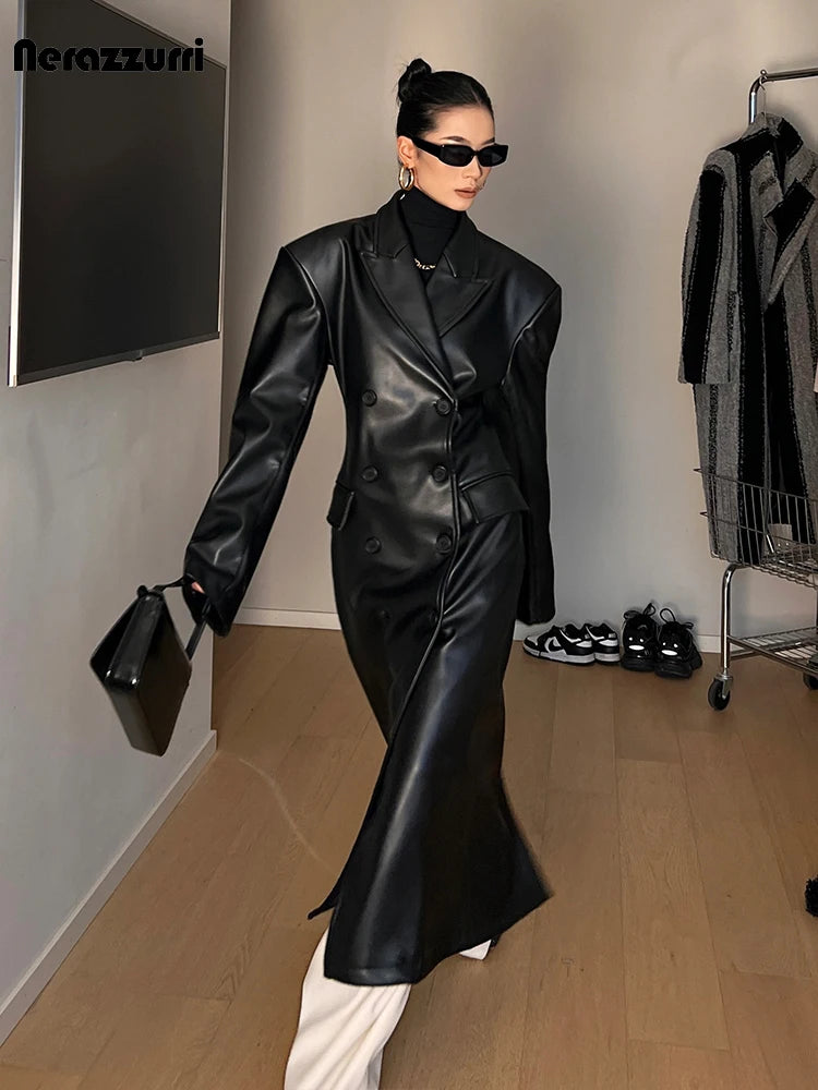 Manteau Long Trench Coat  Fashion Black