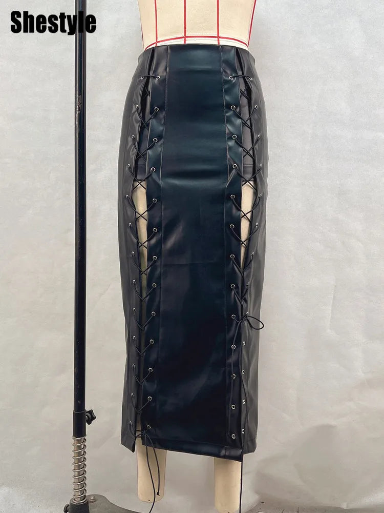 Jupe Lace Leather Sexy