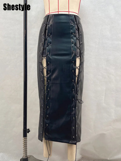 Jupe Lace Leather Sexy