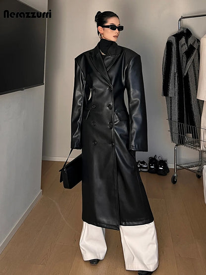 Manteau Long Trench Coat  Fashion Black